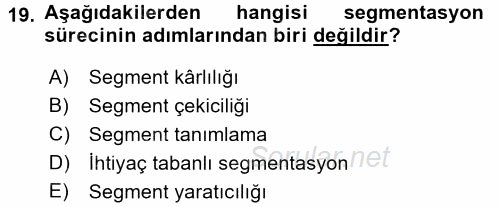 Marka ve Yönetimi 2015 - 2016 Ara Sınavı 19.Soru