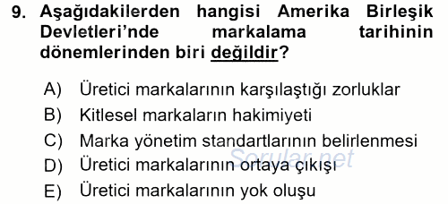 Marka ve Yönetimi 2015 - 2016 Ara Sınavı 9.Soru