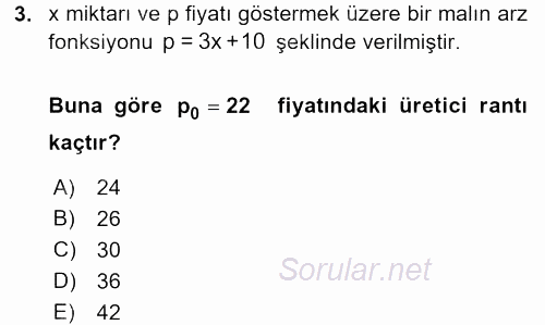 Matematik 2 2017 - 2018 Dönem Sonu Sınavı 3.Soru