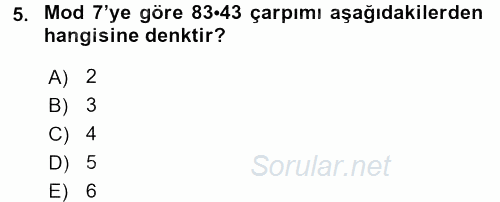 Matematik 2 2017 - 2018 Dönem Sonu Sınavı 5.Soru