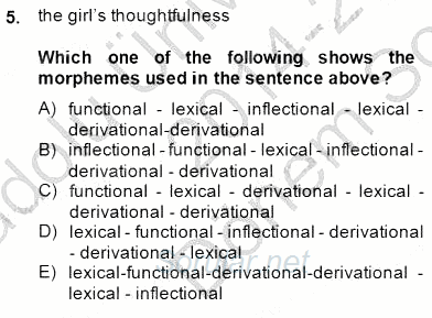 Dilbilim 1 2014 - 2015 Dönem Sonu Sınavı 5.Soru