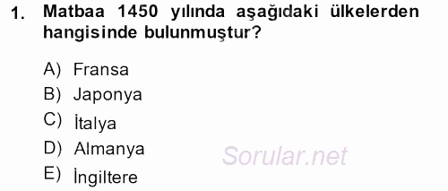 Uluslararası İletişim 2013 - 2014 Ara Sınavı 1.Soru