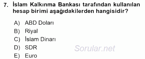 Dış Ticaretle İlgili Kurumlar ve Kuruluşlar 2016 - 2017 3 Ders Sınavı 7.Soru