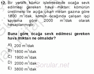 Geleneksel Enerji Kaynakları 2014 - 2015 Ara Sınavı 12.Soru