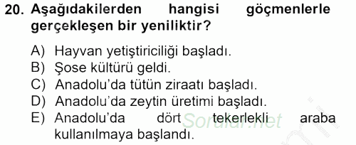 Osmanlı´da İskan ve Göç 2012 - 2013 Dönem Sonu Sınavı 20.Soru