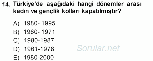 Toplumsal Yaşamda Aile 2013 - 2014 Dönem Sonu Sınavı 14.Soru