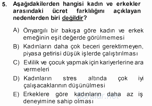 Toplumsal Yaşamda Aile 2013 - 2014 Dönem Sonu Sınavı 5.Soru