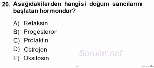 Doğum Bilgisi ve Suni Tohumlama 2014 - 2015 Ara Sınavı 20.Soru