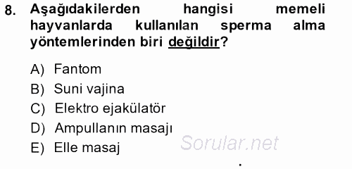 Doğum Bilgisi ve Suni Tohumlama 2014 - 2015 Ara Sınavı 8.Soru