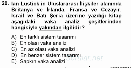 Uluslararası İlişkilerde Araştırma Yöntemleri 2014 - 2015 Ara Sınavı 20.Soru