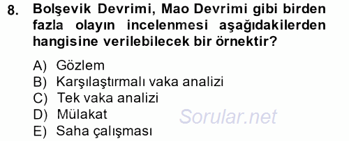 Uluslararası İlişkilerde Araştırma Yöntemleri 2014 - 2015 Ara Sınavı 8.Soru