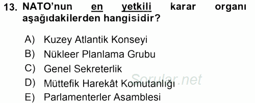 Uluslararası Örgütler 2015 - 2016 Tek Ders Sınavı 13.Soru