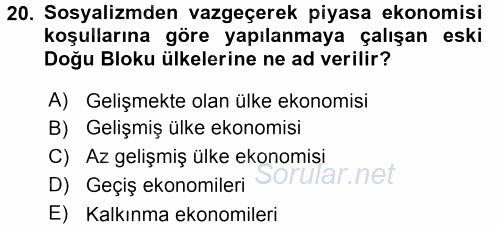 Uluslararası Örgütler 2015 - 2016 Tek Ders Sınavı 20.Soru