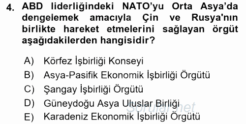 Uluslararası Örgütler 2015 - 2016 Tek Ders Sınavı 4.Soru