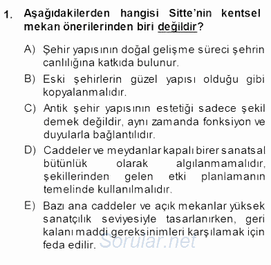 Şehircilik 2013 - 2014 Dönem Sonu Sınavı 1.Soru