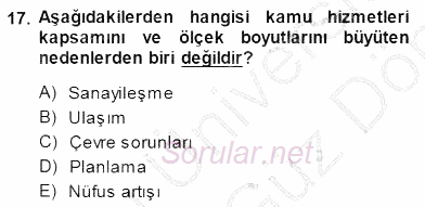 Şehircilik 2013 - 2014 Dönem Sonu Sınavı 17.Soru