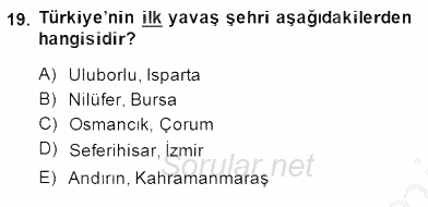 Şehircilik 2013 - 2014 Dönem Sonu Sınavı 19.Soru