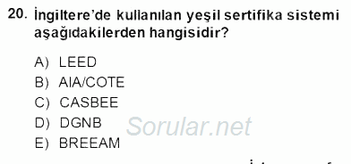 Şehircilik 2013 - 2014 Dönem Sonu Sınavı 20.Soru