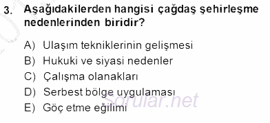 Şehircilik 2013 - 2014 Dönem Sonu Sınavı 3.Soru