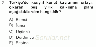 Şehircilik 2013 - 2014 Dönem Sonu Sınavı 7.Soru