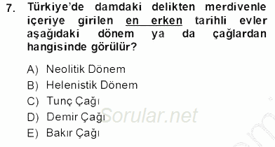 Türkiye´nin Kültürel Mirası 2 2013 - 2014 Tek Ders Sınavı 7.Soru