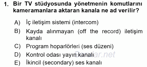 Videonun Kullanım Alanları 2016 - 2017 Dönem Sonu Sınavı 1.Soru