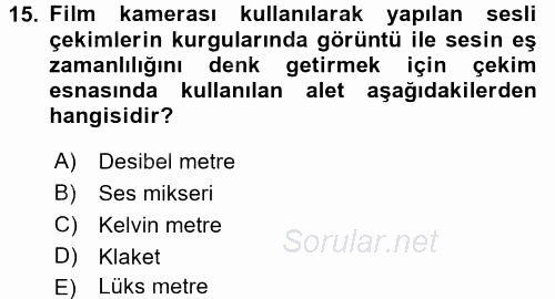 Videonun Kullanım Alanları 2016 - 2017 Dönem Sonu Sınavı 15.Soru