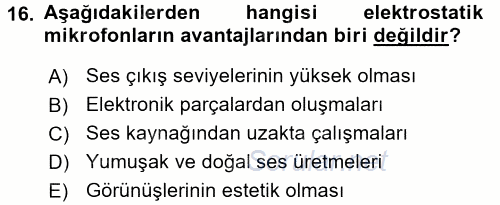 Videonun Kullanım Alanları 2016 - 2017 Dönem Sonu Sınavı 16.Soru