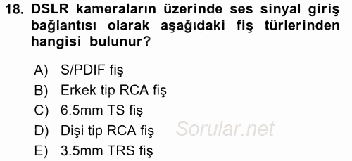 Videonun Kullanım Alanları 2016 - 2017 Dönem Sonu Sınavı 18.Soru