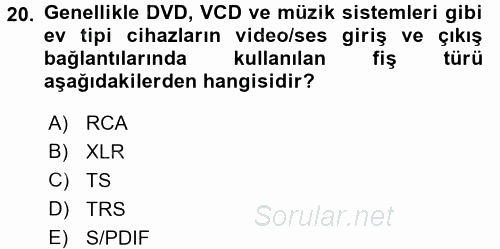 Videonun Kullanım Alanları 2016 - 2017 Dönem Sonu Sınavı 20.Soru