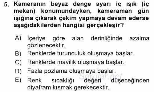 Videonun Kullanım Alanları 2016 - 2017 Dönem Sonu Sınavı 5.Soru