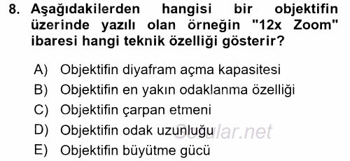 Videonun Kullanım Alanları 2016 - 2017 Dönem Sonu Sınavı 8.Soru