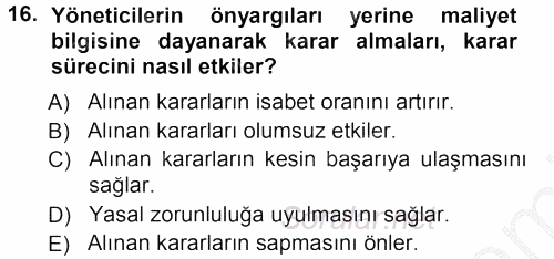 Lojistik Maliyetleri ve Raporlama 1 2012 - 2013 Ara Sınavı 16.Soru