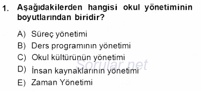 Türk Eğitim Sistemi Ve Okul Yönetimi 2014 - 2015 Dönem Sonu Sınavı 1.Soru
