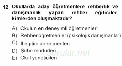 Türk Eğitim Sistemi Ve Okul Yönetimi 2014 - 2015 Dönem Sonu Sınavı 12.Soru