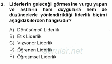Türk Eğitim Sistemi Ve Okul Yönetimi 2014 - 2015 Dönem Sonu Sınavı 3.Soru