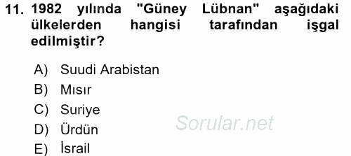 Siyasi Tarih 2 2015 - 2016 Dönem Sonu Sınavı 11.Soru