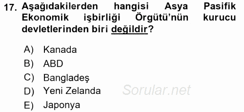 Siyasi Tarih 2 2015 - 2016 Dönem Sonu Sınavı 17.Soru