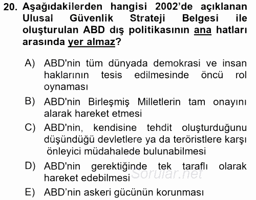 Siyasi Tarih 2 2015 - 2016 Dönem Sonu Sınavı 20.Soru