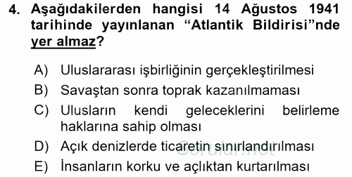 Siyasi Tarih 2 2015 - 2016 Dönem Sonu Sınavı 4.Soru
