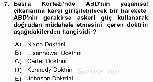 Siyasi Tarih 2 2015 - 2016 Dönem Sonu Sınavı 7.Soru