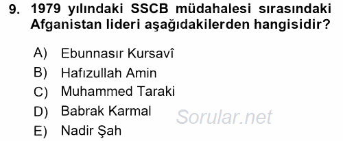 Siyasi Tarih 2 2015 - 2016 Dönem Sonu Sınavı 9.Soru