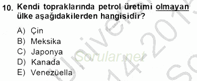 Geleneksel Enerji Kaynakları 2014 - 2015 Dönem Sonu Sınavı 10.Soru
