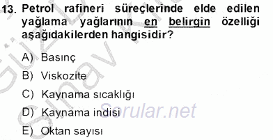 Geleneksel Enerji Kaynakları 2014 - 2015 Dönem Sonu Sınavı 13.Soru