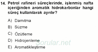 Geleneksel Enerji Kaynakları 2014 - 2015 Dönem Sonu Sınavı 14.Soru
