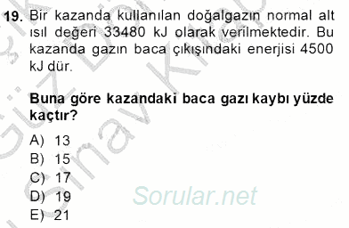 Geleneksel Enerji Kaynakları 2014 - 2015 Dönem Sonu Sınavı 19.Soru