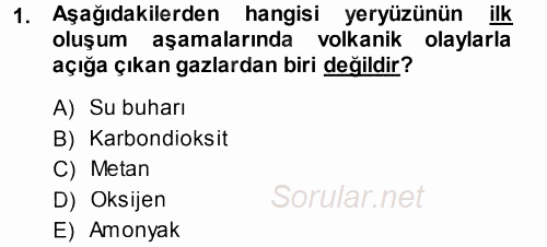 Ekoloji ve Turizm 2013 - 2014 Ara Sınavı 1.Soru