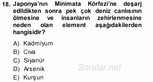 Ekoloji ve Turizm 2013 - 2014 Ara Sınavı 18.Soru