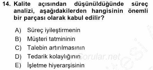 Hizmet Tasarımı 2015 - 2016 Dönem Sonu Sınavı 14.Soru