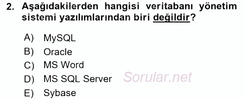 Veritabanı Sistemleri 2017 - 2018 Ara Sınavı 2.Soru